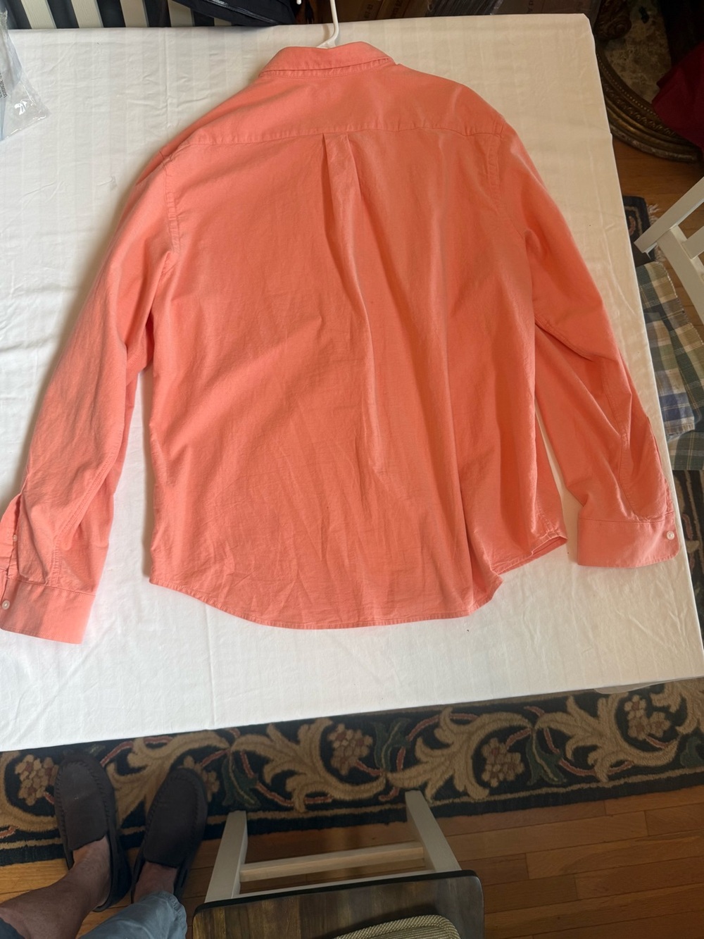 Old Navy Men's Coral-Peach Long Sleeve Button-Down Shirt - Picture 4 of 12
